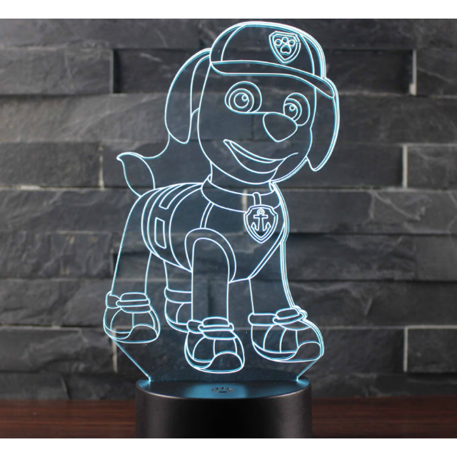 Lámpara de ilusión 3D ZHAOCHENG Patrulla Canina luz nocturna 16 colores intermitentes