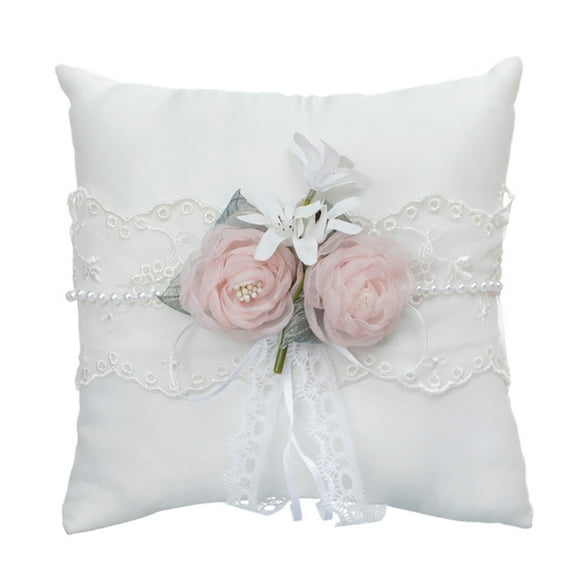 Wedding Ring Bearer Pad Romantic White Bridal Ring Pillow for Ceremony Ring Exchange Type 1