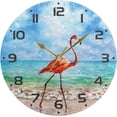 thumbnail image 5 of SKYSONIC Flamingo is Walking Along The Seashore Wall Clock 10 Inch Silent Non Ticking Round Clock Oil Painting Clock Easy to Read Clock for Living Room Bedroom Bathroom Home Decor, 5 of 7