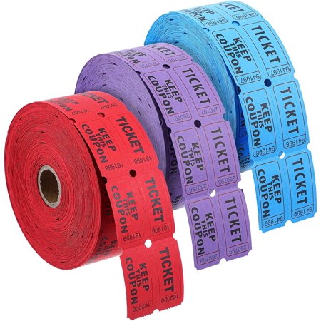 3 Pack Double Roll Raffle Tickets 6000 Tickets 3 Colors Consecutively Numbered Event Fundraiser Carnival Fair Door Prize Ticket