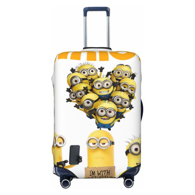 Cute Anime Cartoon Minions Travel Suitcase Protective Cover Trunk Case Washable Elastic Luggage Cover Fits Small Suitcase Protector Baggage With Concealed Zipper Gifts