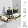 thumbnail image 5 of CERBIOR Bathroom Accessories Set 6 Piece Bamboo Bath Ensemble Includes Soap Dispenser, Toothbrush Holder, Toothbrush Cup, Soap Dish for Decorative Countertop and Housewarming Gift, Black, 5 of 7