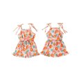thumbnail image 2 of Suagox Little Girl Floral Jumpsuit Casual Ruffled Trim Tie-Up Spaghetti Straps Overalls with Belt Toddler Summer Romper for 12-24 Months and 2-5 Years Old Baby, 2 of 10