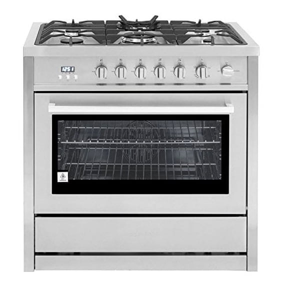 Cosmo COS-965AGC 36 in. 3.8 cu. ft. Single Oven Gas Range with 5 Burner Cooktop and Heavy Duty Cast Iron Grates in Stainless Steel