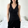 thumbnail image 5 of Womens V Neck Tank Tops Summer Ribbed Sleeveless Henley Shirts Casual Loose Fit Button Up Cami Knit Tees Black, 5 of 6