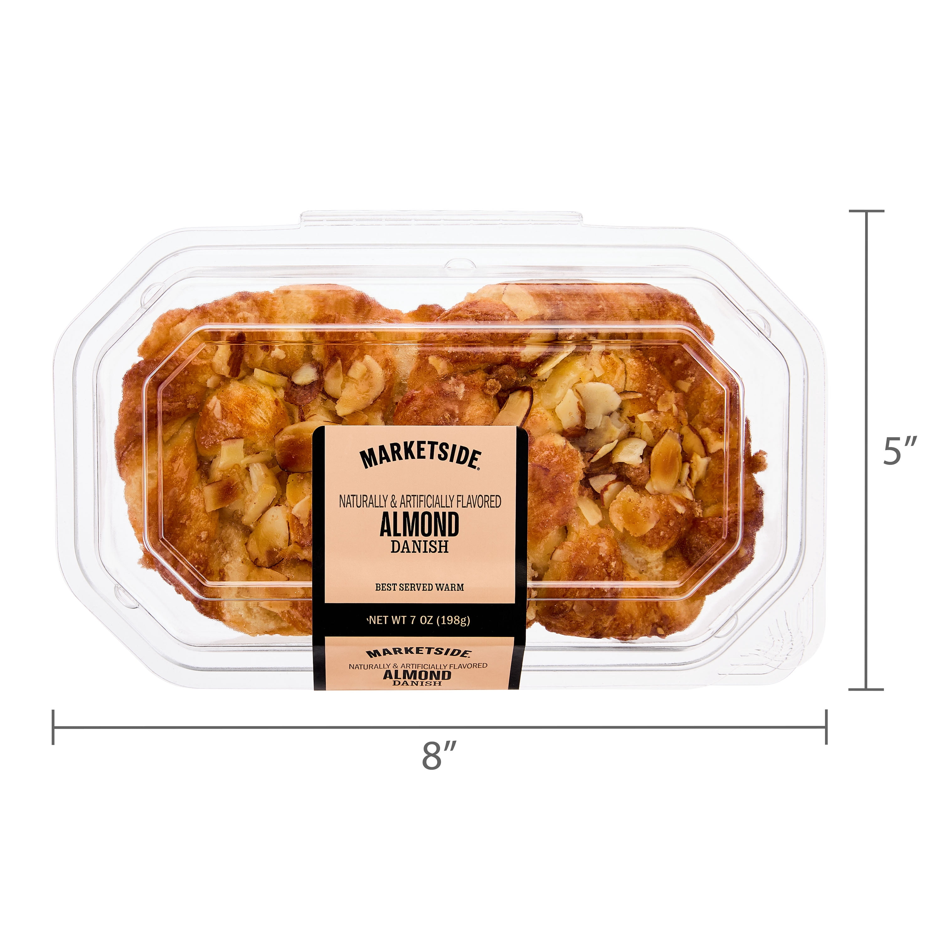 Marketside Almond Danish Pastries with Glaze, 7 oz, 2 Count (Shelf Stable)