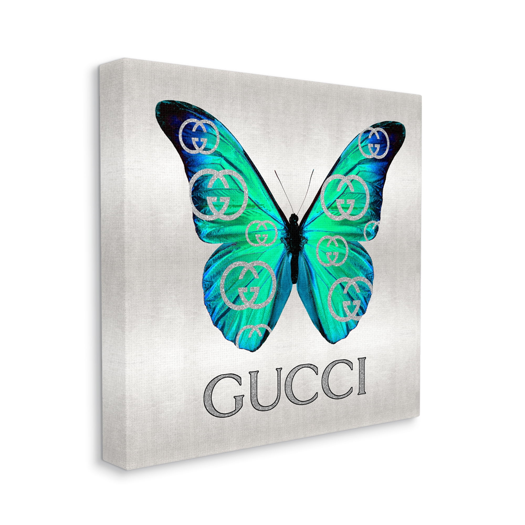 Stupell Industries Green & Blue Butterfly Animals & Insects Painting Gallery Wrapped Canvas Print Wall Art, 17 x 17