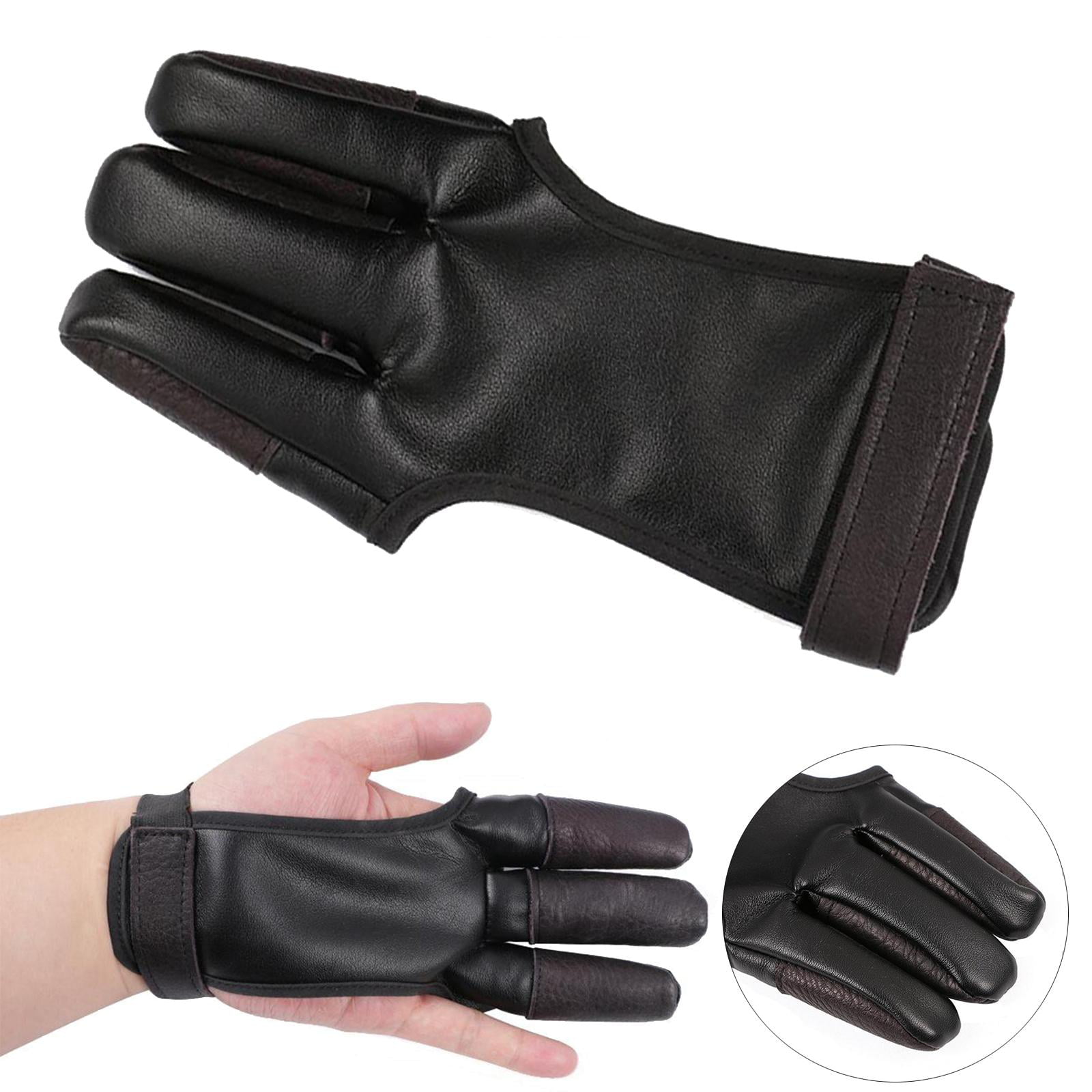 Leather Archery Gloves 19x5cm Adults Kids Fingers Tab Finger Guard Protector 