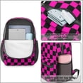 thumbnail image 4 of Pink and Black Checkered Pattern 17" School Backpacks for Teens,Waterproof Oxford Fabric,S-Shape Padded Straps for School,Travel,Hiking,Camping, 4 of 6