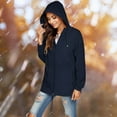 thumbnail image 5 of Lovskoo 2024 Rain Jacket for Women Solid Color Outdoor Hooded Windproof Loose with Pocket Coat Outdoor Raincoat Windbreaker for Hiking Travel Dark Blue, 5 of 9