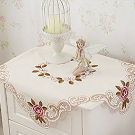 

ODOMY Pastoral Embroidered Floral Pattern Tablecloth Square Pastoral Embroidered Floral Pattern Tablecloth Table Cloth for Home Wedding Party Table Decor