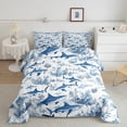thumbnail image 2 of Erosebridal Cartoon Shark Comforter Set Queen Size Ocean Sea Animal Bedding Set Ocean Creature Marine life Sealife Comforter Sea Underwater World Quilt Set, 2 of 7