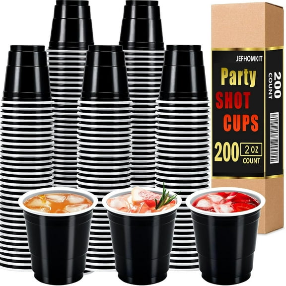 200 Pcs Disposable Shot Cups,2 oz Plastic Shot Glasses,Mini Disposable Shot Glasses,Mini Party Cups for Tasting Serving Snacks Samples Birthday Halloween Christmas