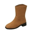 thumbnail image 2 of Viluyesy Womens Mid Calf Boots, Round Toe Low Heels Pull-On Fall Winter Comfortable Boots Yellow, 2 of 9