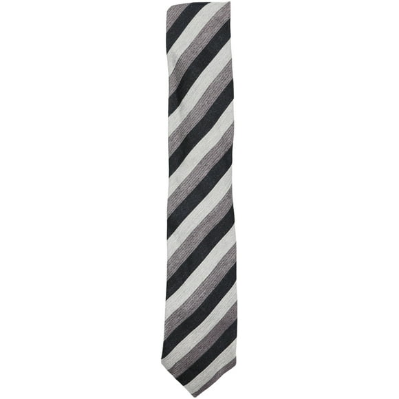 Ermenegildo Zegna Men's Purple / Silver Navy Linen and Silk Diagonal Stripe Necktie - One Size
