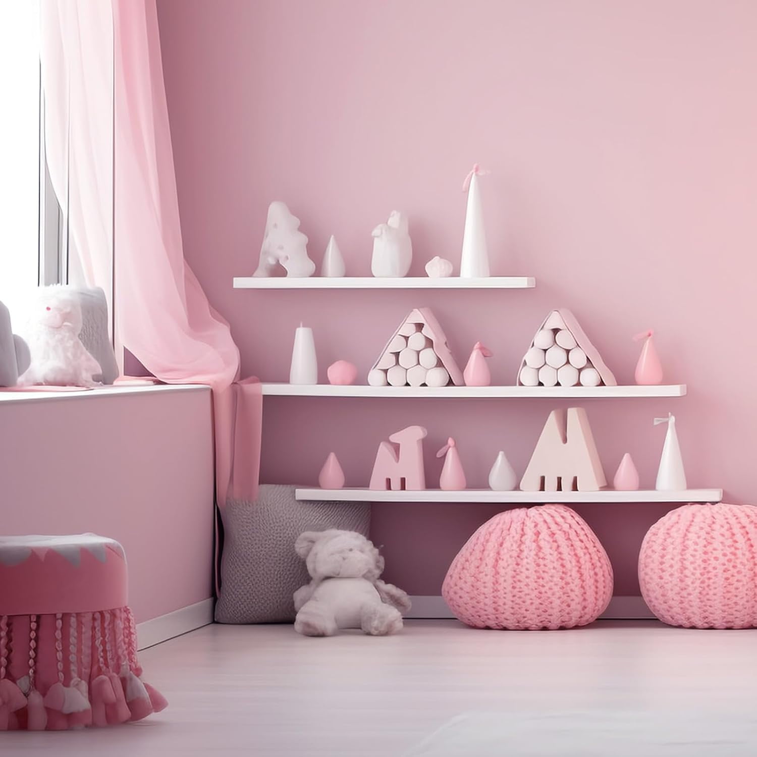 Pink Peel and Stick Wallpaper Solid Pink Contact Paper A Set of 15.7"x236" Matte Self Adhesive Waterproof Vinyl Roll for Wall Coverings,Cabinets,Countertops,Bedroom,Kitchen