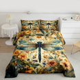 thumbnail image 4 of Manfei Mystic Hippie Dragonfly Queen Comforter Set for Kids, Rustic Groovy Floral Bedding Sets, Tribal Bohemian Style Reversible Bedding Comforter Set, Breathable Home Decor, 3 Pieces, 4 of 9