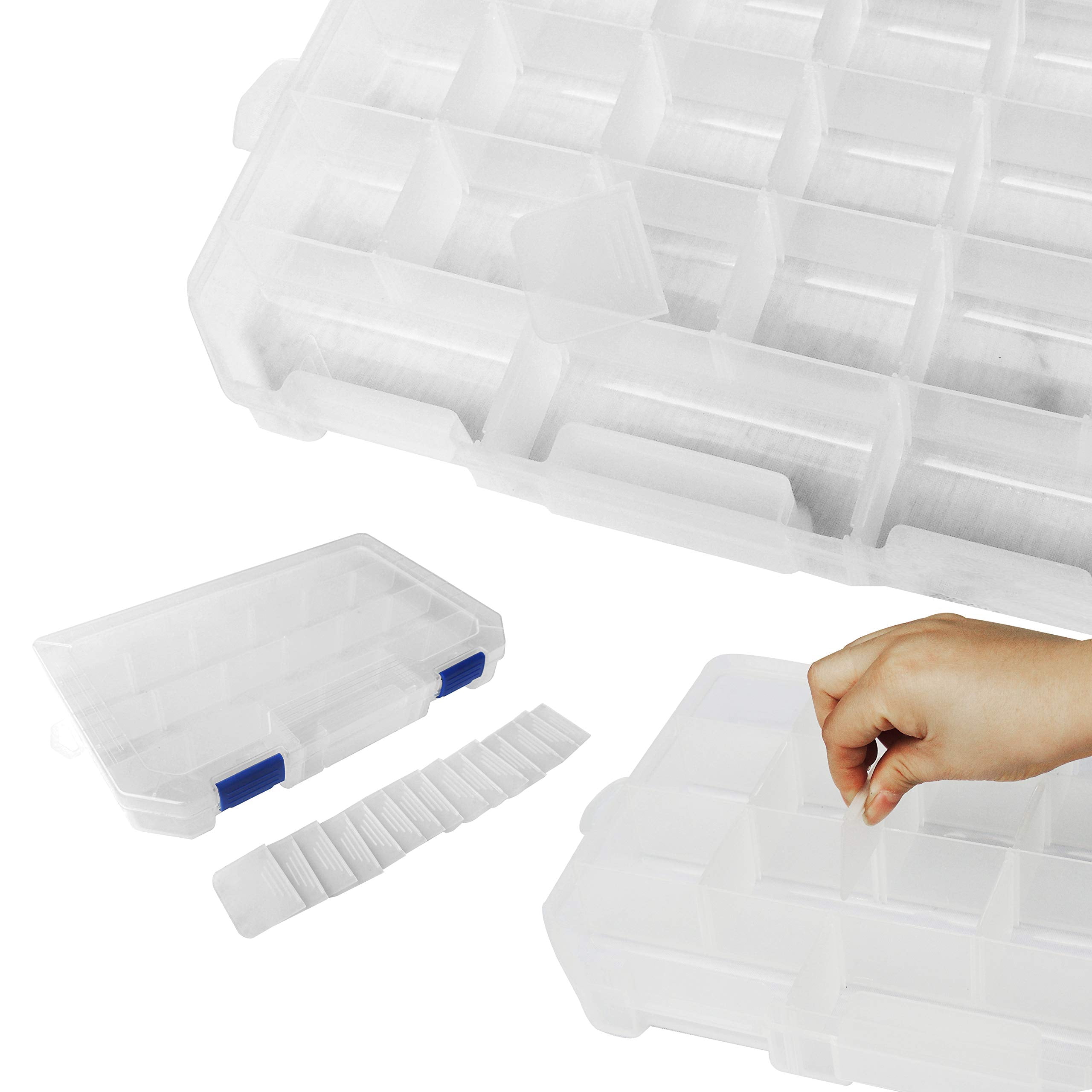 Large Plastic Tackle Box Storage Organizer 3700 Utility Tray With Adjustable Dividers 2 Pack