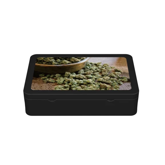 Nu-Venture LLC Decorative 3D Floral Flower Stash Box Organizer, Black, 2.88 ga Tin BB