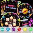 thumbnail image 3 of Set de decoración para fiestas Miucat Neon Birthday, 122 piezas, con mantel, 3 of 7