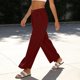 thumbnail image 4 of Pantalones de Cintura Elástica de las Mujeres Color Sólido Casual Bolsillo Pantalones de Pierna Recta para el Uso Deportivo Diario, 4 of 8