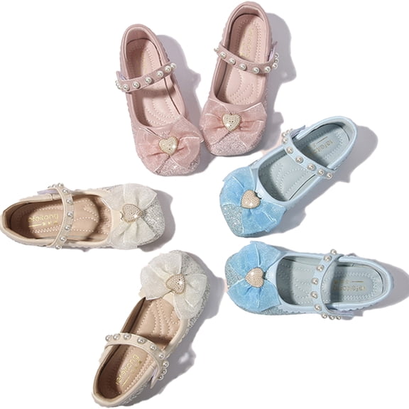 Paokuoon Little Kids PU Leather Wedding Princess Dress Shoes Toddler Girls Bowknot Mary Jane Flats