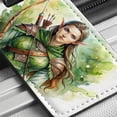 thumbnail image 6 of Fantasy Female Elven Ranger Watercolor Faux Leather Travel Luggage Tag, 6 of 7