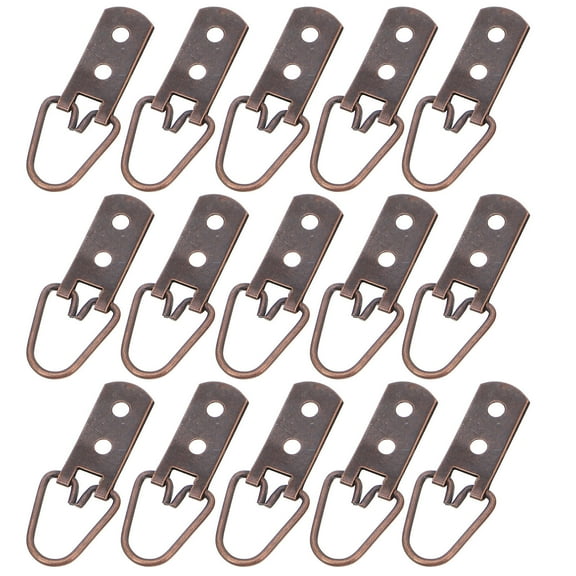 LOLIPPYY 15-Piece Heavy Duty Picture Hanging Kit with Coffee Brass D- Hooks and Screws for Secure Wall Mounting