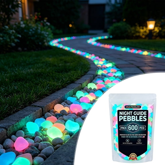 Nkmbld 600Pcs Glow in The Dark Pebbles, Luminous Pebbles Stones Glowing Rocks Decorative Light Up Pebbles for Fish Tank Outdoor Garden Decor