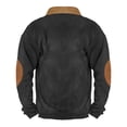 thumbnail image 4 of Men's Solid Color Vintage High Neck Half Zip Henley Sweatshirt, Long Sleeve Sports Pullover for Retro Style,Black,L, 4 of 4