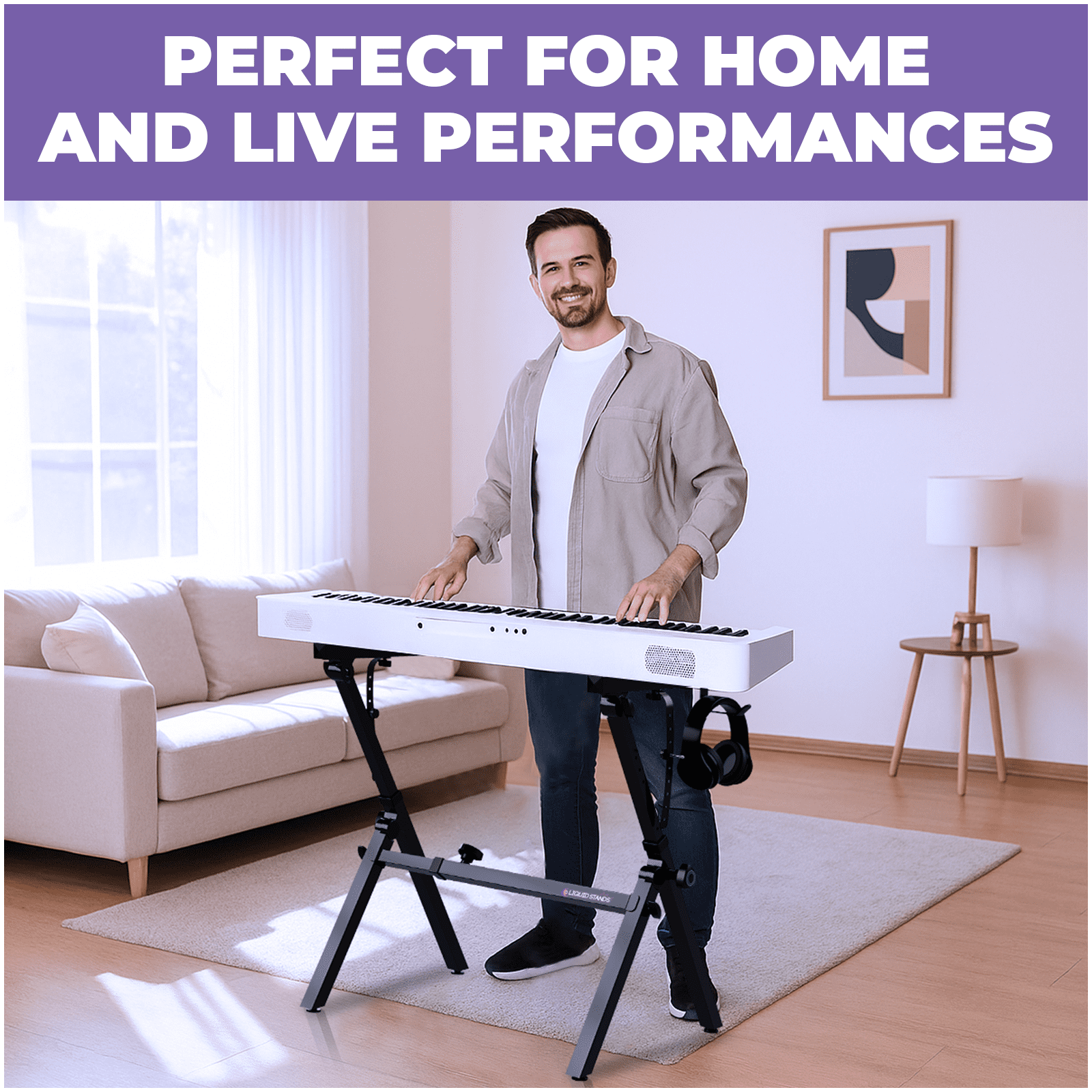 Liquid Stands Foldable Piano Keyboard Stand 54-88 Key Z Style Portable Adjustable Sturdy Piano Stand