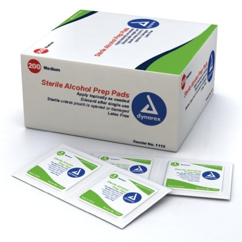 2 Pack Dynarex Alcohol Prep Pads Medium #1113 200 Latex Free Sterile Pads Each