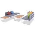thumbnail image 3 of vidaXL 4 Piece Garden Lounge Set with Cushions Aluminium and WPC, 3 of 10