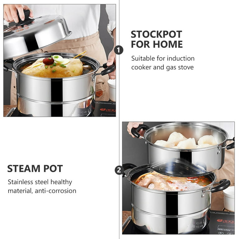 Luxshiny 1 Set Stainless Steel Steamer Bbq Steamer Pot Japanese Saucepan  Pasta Steamer Pot Induction Steamer Pan Seafood Boiler Steamer Cooking