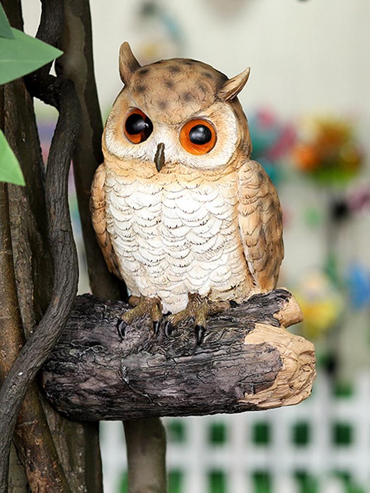 Laideyi Garden Resin Owl Statue Garden Wall Arrangement Fake Bird Owl Ornament Decorative Owl Outdoor Statues for Garden Accessories Outdoor Patio Law cute - image 2 of 6