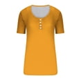 thumbnail image 4 of Eiyaclvo Womens Henley Shirts Short Sleeve Ribbed Knit Tops Summer Scoop Neck Button Blouse Slim Fit Basic Tees Casual Workout Top, 4 of 5