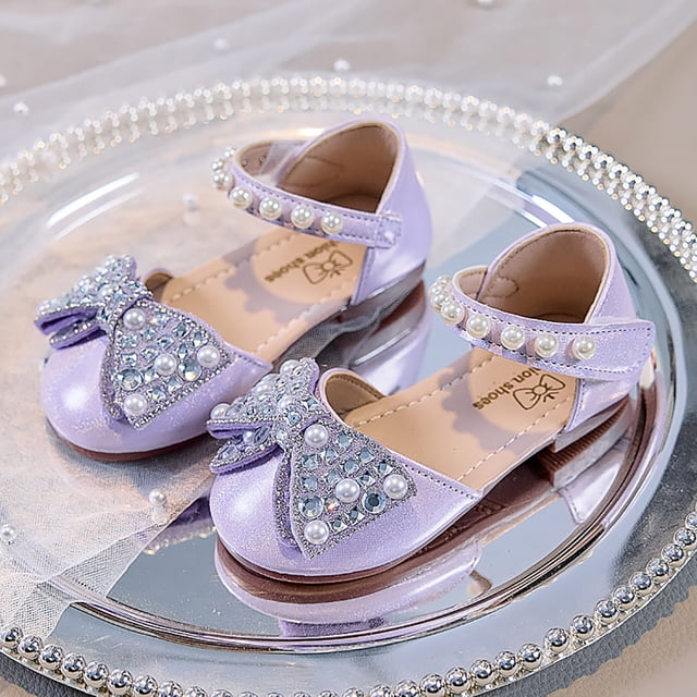 IUJSOY Ballerines Mary Jane à Nœud pour Petite Fille, Perles, Princesse, Fleur, Mariage, Fête, Chaussures de Robe