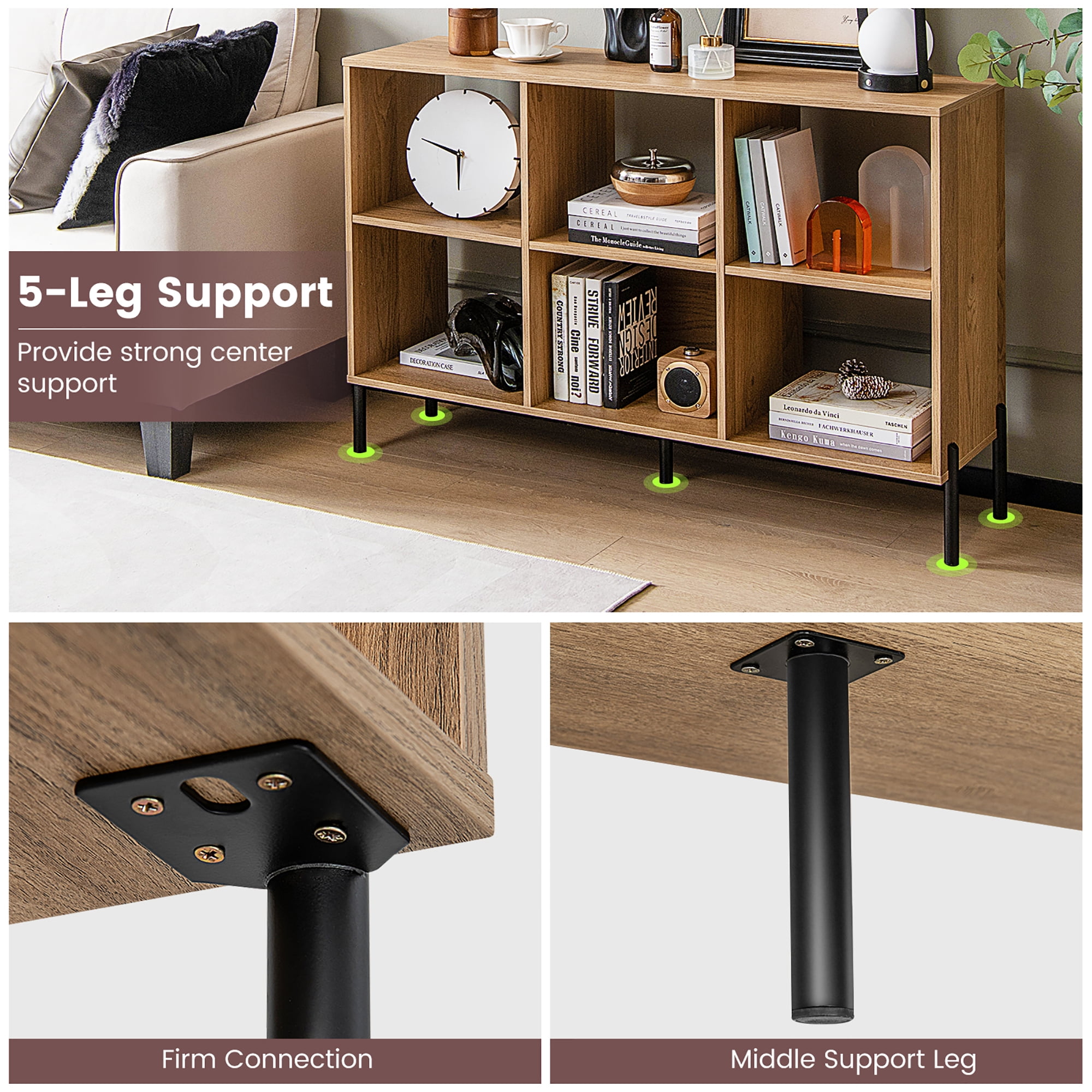 Costway 6 Cube Storage Shelf Organizer Bookcase Square Cubby Cabinet Bedroom Natural