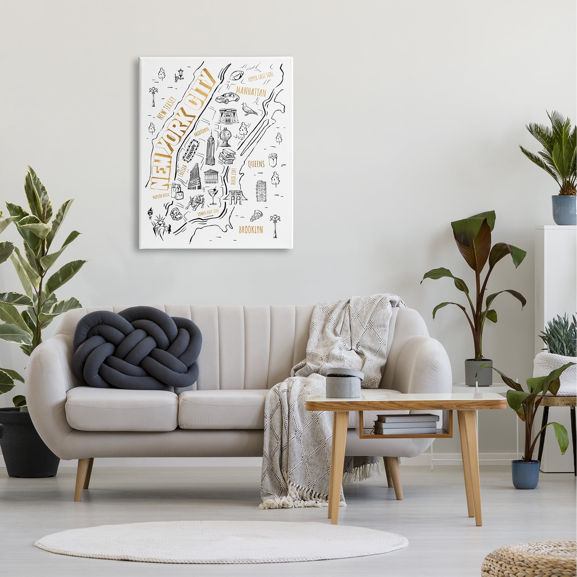 Stupell Industries New York City Destination Illustrations Map Diagram , 30 x 40, Design by Ziwei Li