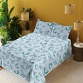 thumbnail image 2 of Ambesonne Jungle Boho Fitted & Flat Sheet with Shams 4 Pcs Set, Exotic Moth Pattern Art, Queen, Pale Azure Blue Teal, 2 of 5