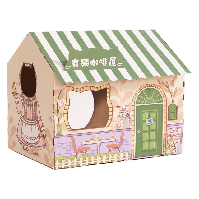 Cat House Cardboard Cat House Safe Healthy Wear Resistant Portable Cat Play House With Catnip For Cats