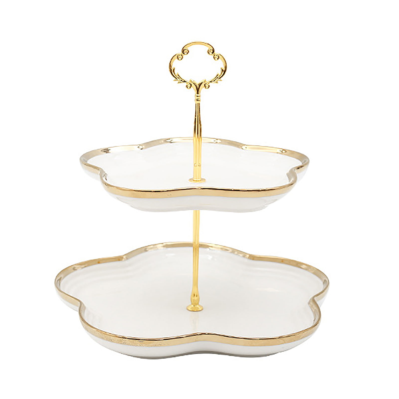 2 Tier CERAMIC Cake Stand Afternoon Tea Wedding Plates Party Tableware Display 