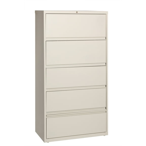 Hirsh 36 inch Wide 5 Drawer Metal Lateral File Cabinet with Roll-Out Shelves for Home and Office, Holds Letter, Legal and A4 Hanging Folders, Putty