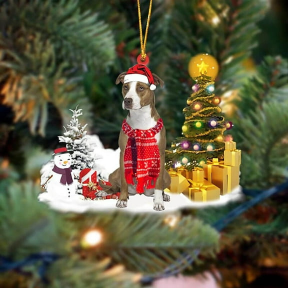 Acrylic 2D FLAT - Pit Bull 1 Christmas Ornament - Holiday Tree Decoration