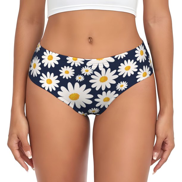 Fotbe Daisy Floral Calzones Estampados para Mujer – Ropa Interior de Algodón, Cómoda, Suave y Elástica-X-Small