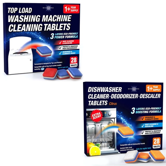 Tabletas limpiadoras para lavadora y lavavajillas SHIMMERIX 56 pzas