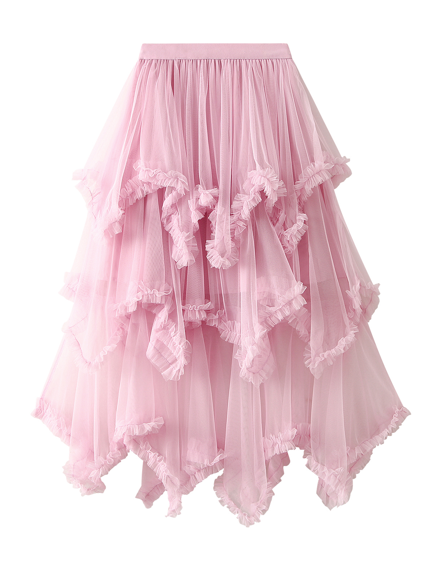 COUTEXYI Women Layered Tulle Long Skirt Solid Color Casual Frill Trim Ruffle Midi Skirt 10 Colors Walmart