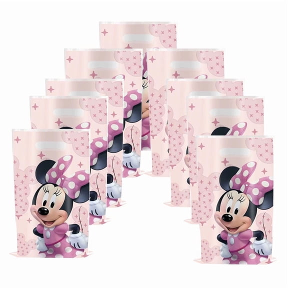 50PCS Cartoon Anime Themed Party Gift Bags, Pink Playground Mouse Candy Bags with Handles, Suitable for Boys, Girls, Friends, Birthday Party Supplies and Decorations