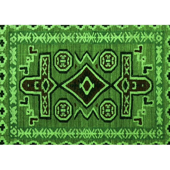 Ahgly Company Indoor Rectangle Southwestern Green Country Area Rugs, 6' x 9'
