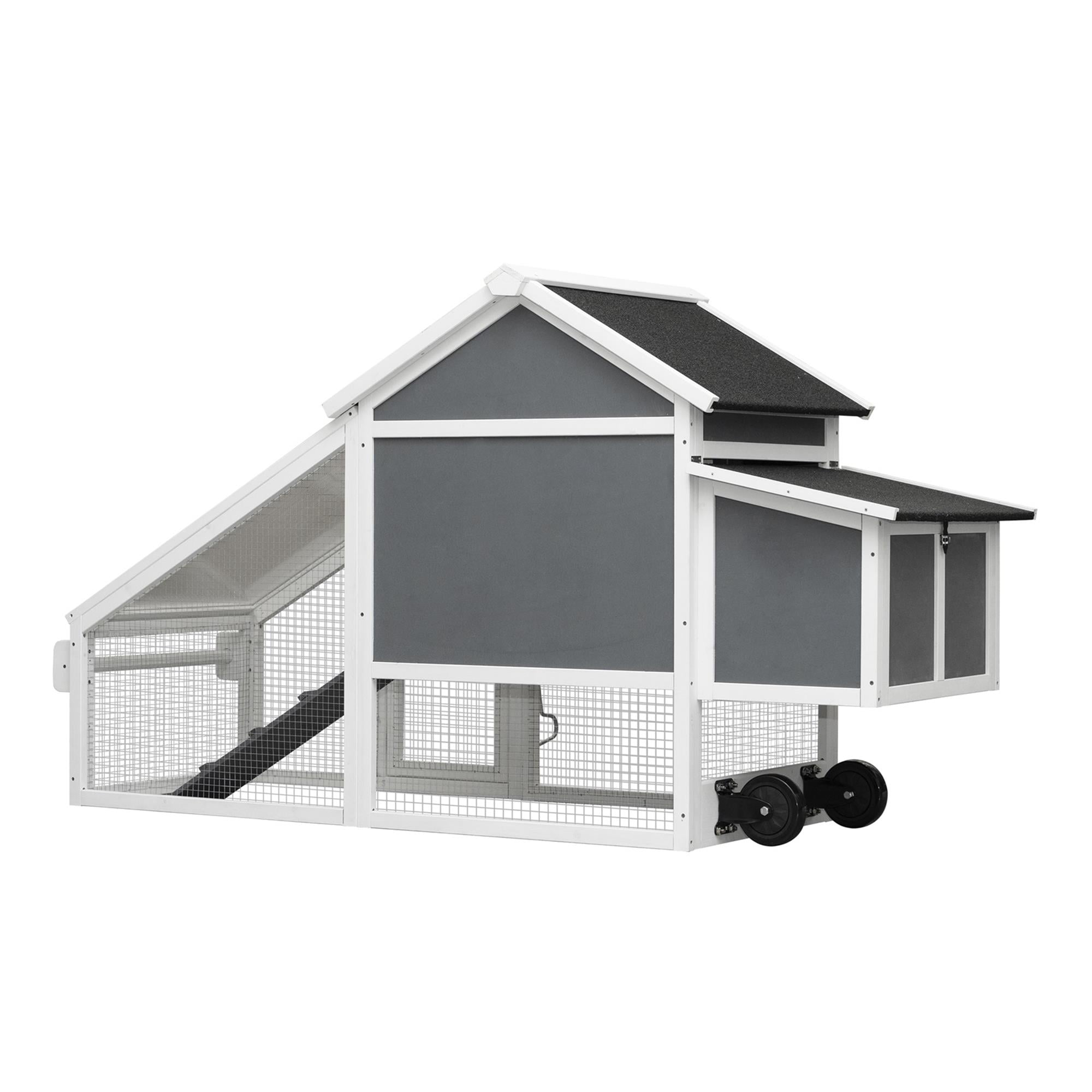 Pefilos 70" Wooden Rabbit Hutch, Large Outdoor Hen House, Bunny Hen Cage with Ventilation Door, Removable Ramp Garden Backyard Pet Poultry House Box, Gray Pefilos 70" Wooden Rabbit Hutch, Large Outdoor Hen House, Bunny Hen Cage with Ventilation Door, Removable Ramp Garden Backyard Pet Poultry House Box, Gray